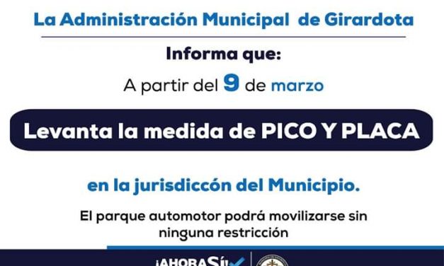 Del dicho al hecho: Girardota retira la medida del pico y placa