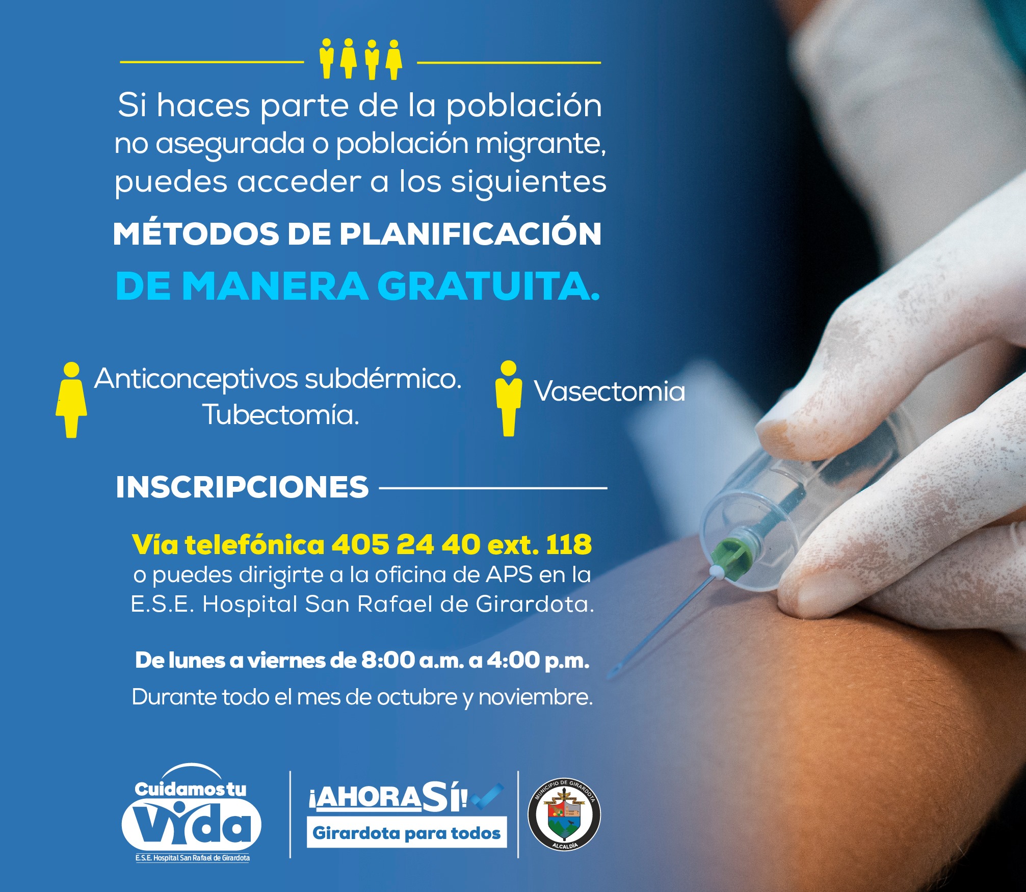 El Hospital de Girardota convoca a la población al método de planificación gratuita El Hospital de Girardota convoca a la población al método de planificación gratuita