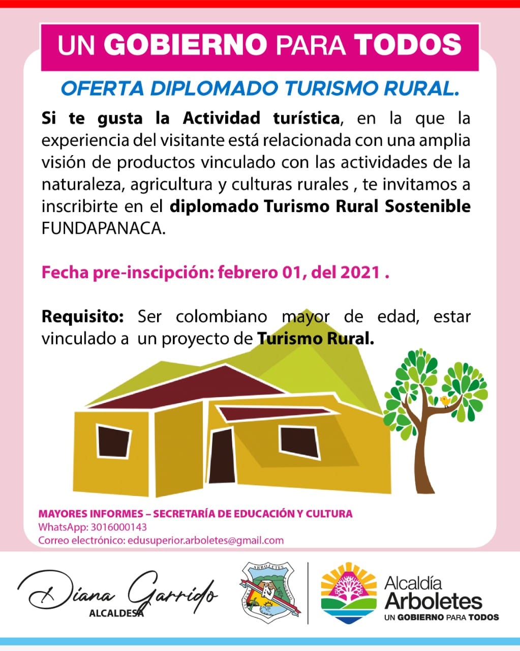 Arboletes ofrece oportunidades para estudiar Diplomado en Turismo Rural