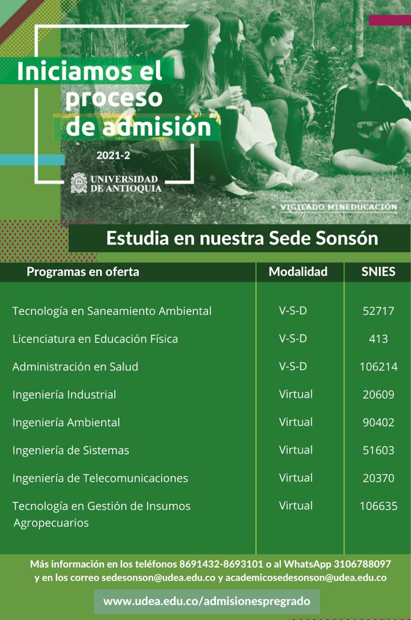Ya están abiertas las inscripciones para la UdeA en la sede de Sonsón Ya están abiertas las inscripciones para la UdeA en la sede de Sonsón