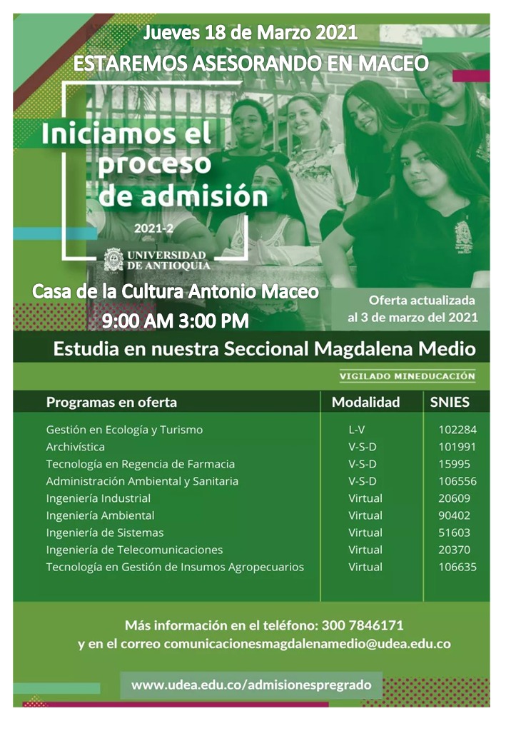 La UdeA llega a Maceo para asesorar a la comunidad sobre el proceso de admisión