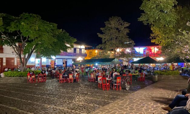 Jardín, una mezcla de café, flores y carmín