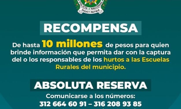 Ofrecen recompensa por información de los responsables del hurto a la institución de El Carmen