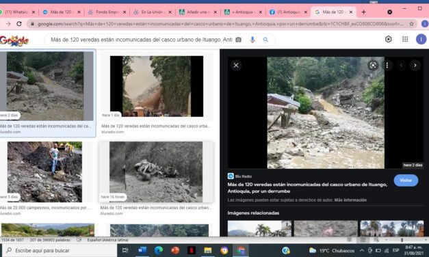 Más de 120 veredas están incomunicadas con el casco urbano de Ituango por un derrumbe