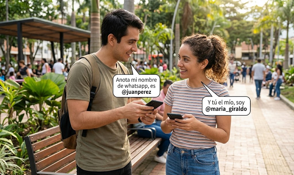 Atención: Nombres de WhatsApp ya se están entregando en 2026 Personas compartiendo sus nombres de WhatsApp en espacio público