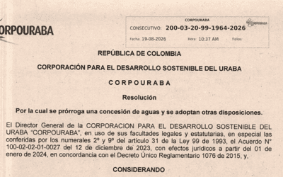 Corpourabá prorroga concesión de aguas subterráneas en Necoclí