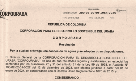 Corpourabá prorroga concesión de aguas subterráneas en Necoclí