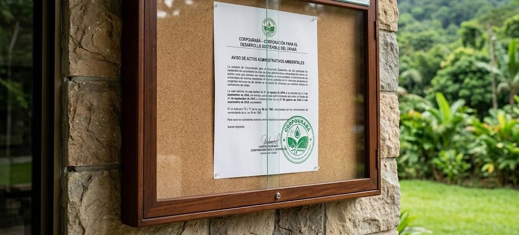 Aviso oficial de actos administrativos ambientales – CORPOURABÁ Aviso de actos administrativos ambientales de CORPOURABÁ f
