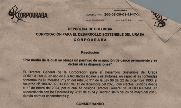 Corpourabá otorga permiso de ocupación de cauce en el río Guadualito, en Turbo