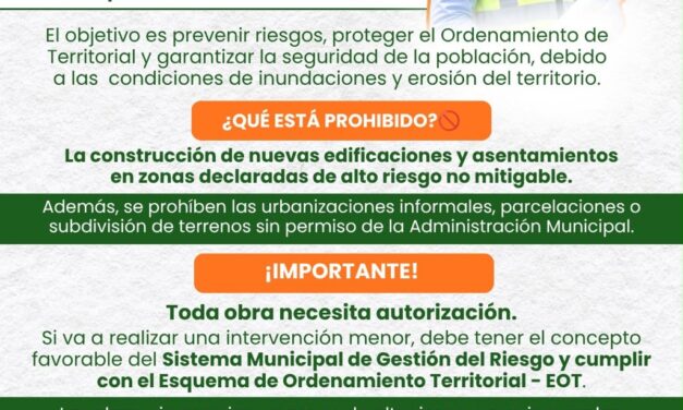 Murindó refuerza control a obras y ocupación del suelo con el Decreto 053