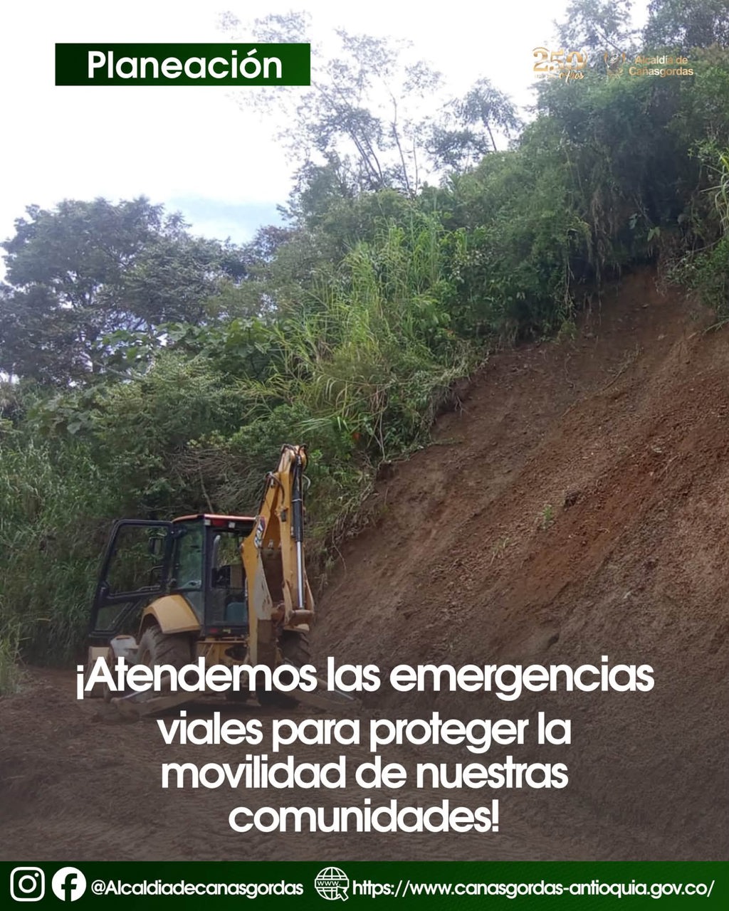 Emergencias viales atendidas en Juntas de Uramita Labores de emergencias viales en una vía rural de Cañasgordas afectada por derrumbes