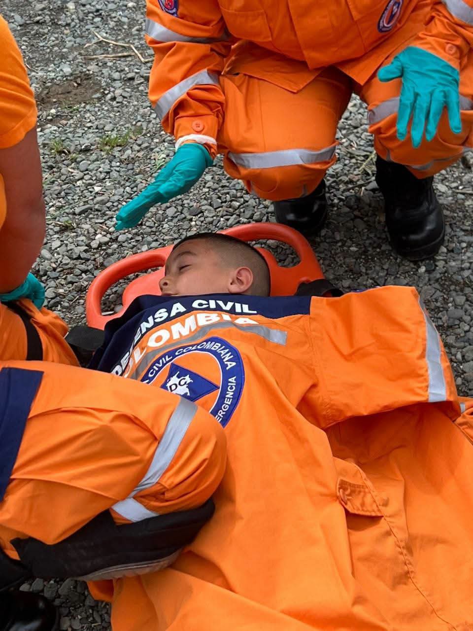 Simulacro Peque durante un ejercicio de evacuación ante sismo en el municipio